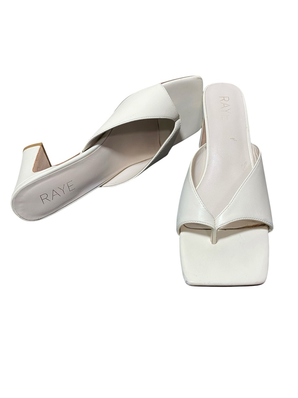 Raye Women’s Cream Thong Mule Heel Sandal Sz-8 - Picture 4 of 7